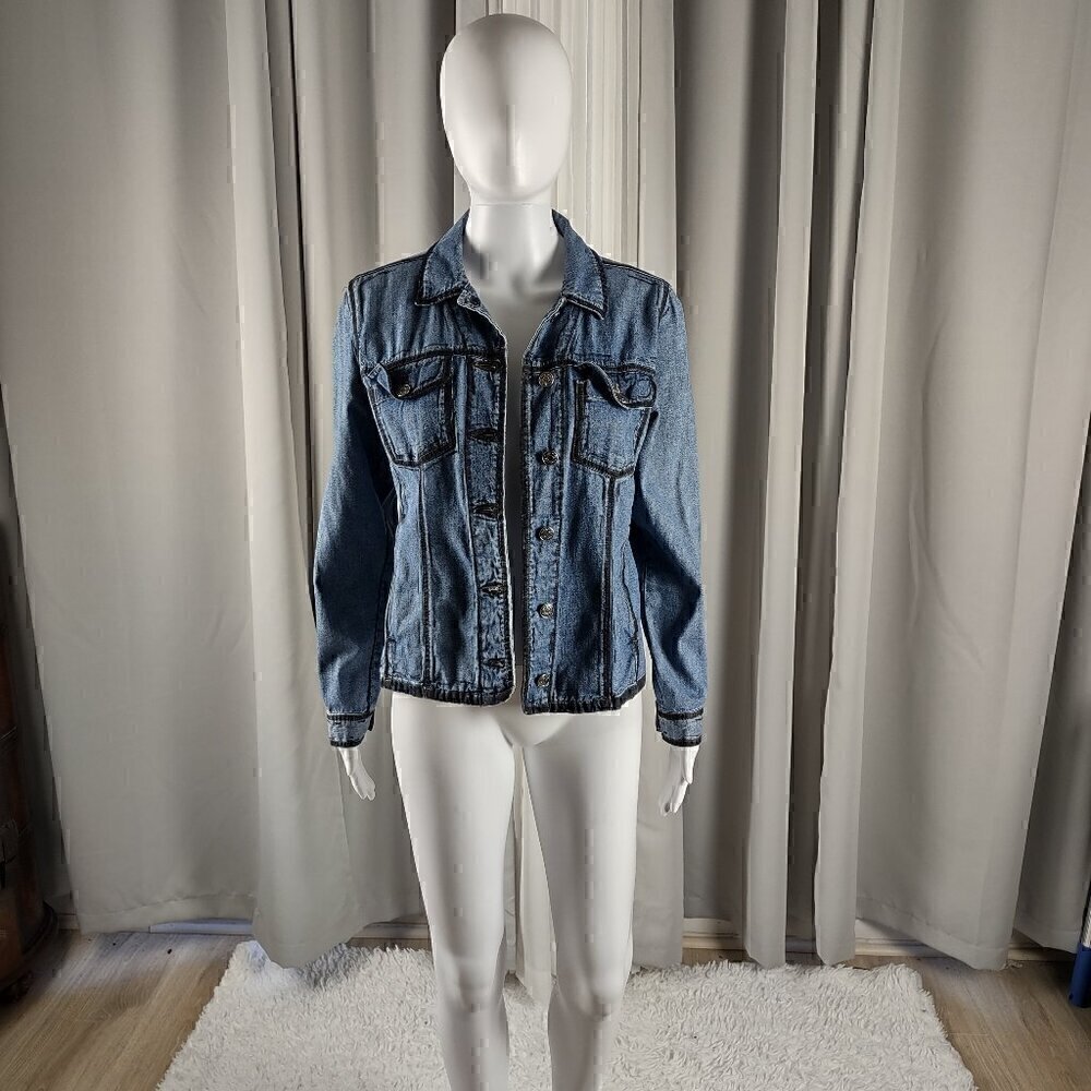 Cherokee Women's Customized Multi Button 100% Cotton Blue Jean Jacket Size S